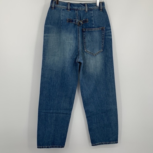 Sandrine Rose wide leg high rise pleated denim jeans distressed blue new 28 - Picture 5 of 7